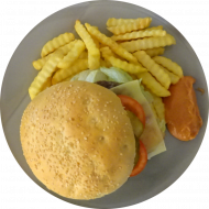 Es erwartet Euch ein vielfältiges Angebot an Burgern. Heutige Tagesempfehlung: Mountain-Cheese-Burger mit Rindpatty, Gewürzgurke, Tomate, Bacon und Kräutermayonnaise (2,3,9,15,18,19,22,51,52,81) - Menüoption: verschiedene Pommes 
