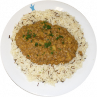 'Indisches Dal' aromatisches Linsen-Kartoffel-Curry an frischer Minze (2,3,18,49,81) dazu Basmatireis