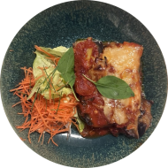 Melanzane alla Parmigiana (19,47,49) dazu Garnitur